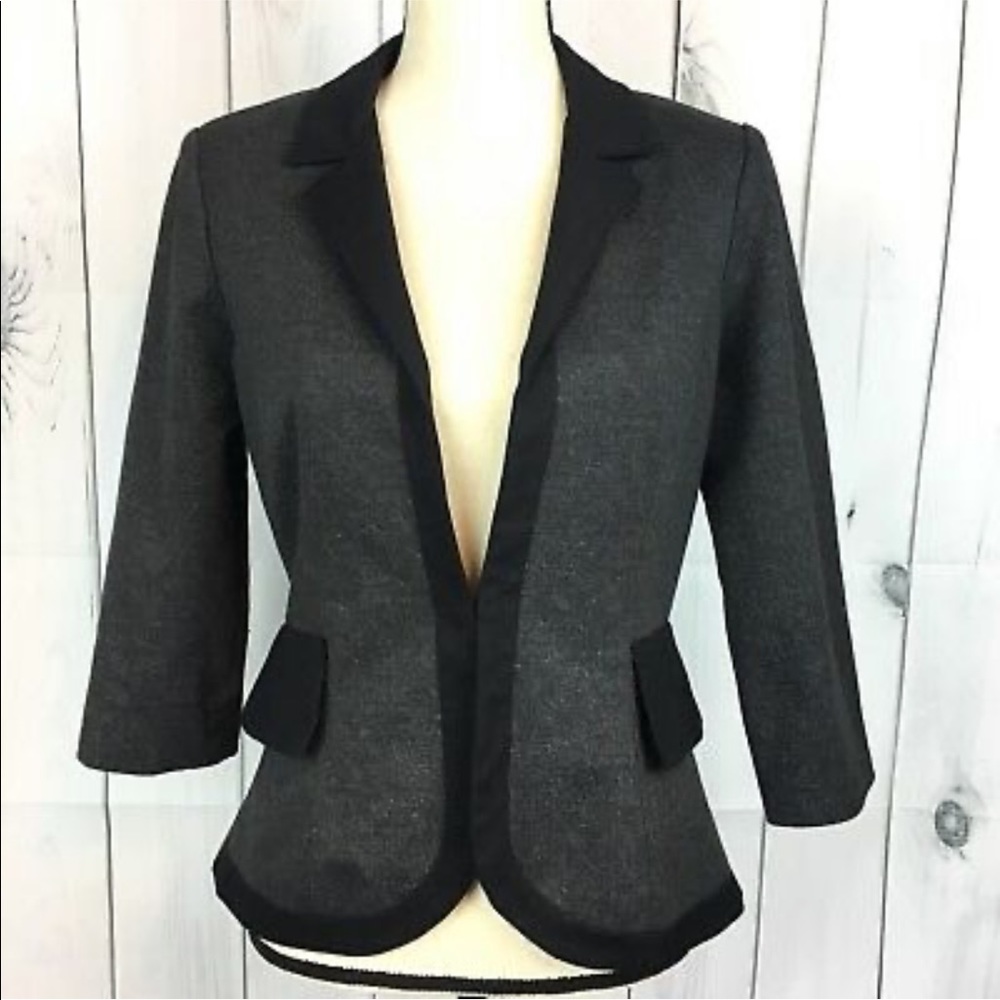 Anthropologie Cartonnier Gray Black Peplum Blazer